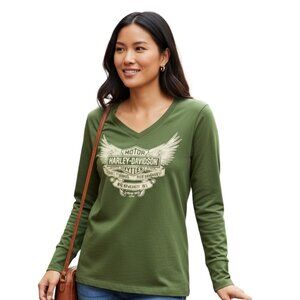 Harley Davidson Womens XL Green Boswell Music City Nashville Graphic Tee